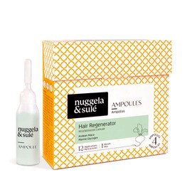 Nuggela & Sulé Hair Regenerator Ampoules. Effective Treatment. With Andean Maca and Marine Glycogen. Increases Hair Density and Thickness. Especially for Thinning Areas. 4-Week Treatment. 4 x 10 ml