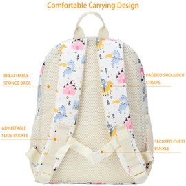 Octsky Toddler Preschool Backpack for Boys&Girls 2-5 with Chest Strap for Kids Child Kindergarten Preschool, Dinosaur Beige