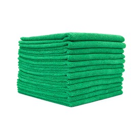 The Rag Company - All-Purpose Microfiber Terry Cleaning Towels - Commercial Grade, Highly Absorbent, Lint-Free, Streak-Free, Kitchens, Bathrooms, Offices, 300gsm, 14in x 14in, Green (12-Pack)