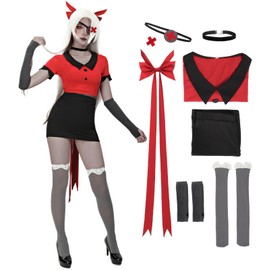 C-ZOFEK Vaggie Cosplay Costume Full Set Uniform Outfit for Women (Red & Black, Small)