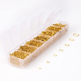 (2300 Pcs) 7 Sizes Gold Open Jump Rings Crafts Jewelry Connectors Chain Links Assorted 3mm 4mm 5mm 6mm 7mm 8mm 10 mm Split Jump Rings for Jewelry Making Supplies Findings
