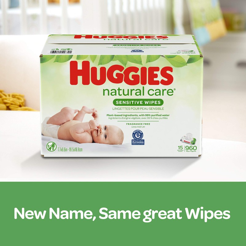 HUGGIES Natural Care Unscented Baby Wipes, Sensitive, Flip-top Pack, 32Count
