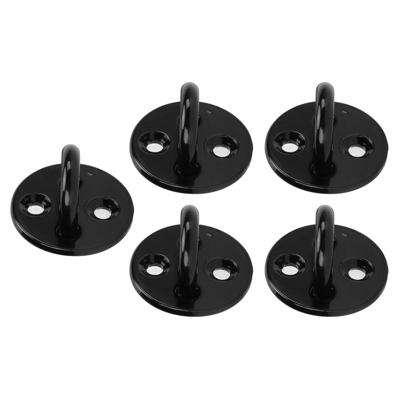 5Pcs Eye Plate Thickened Black Stainless Steel Enhanced Load Bearing