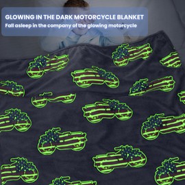 JAPDNK Car Blanket Glow in The Dark Motorcycle American Flag Blanket Cute Motorcycle Gifts for Men Boys Kids Toddlers Presents for Birthday Easter Christmas