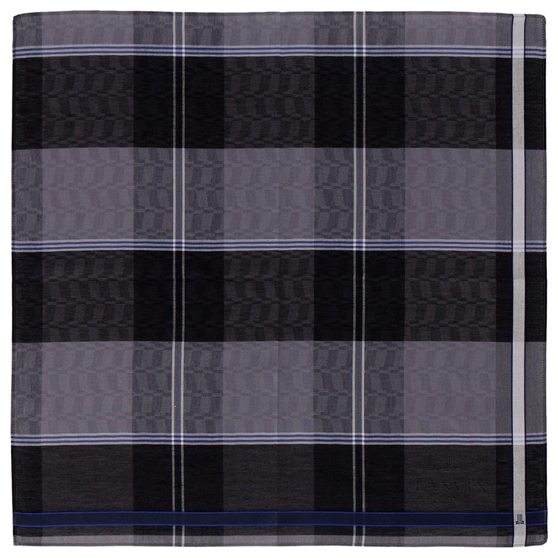 Lanvin On Blue 17506013 Men's Handkerchief, Yarn-Dyed Handkerchief, Men's Plaid