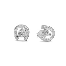 Horseshoe Stud Earrings for Girls Fashion Jewelry Crystal Cubic Zirconia Earrings (silver)