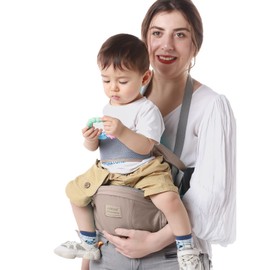 SONARIN Multifunctional Breathable Hipseat Baby Carrier,Ergonomic Waist Stool Seat Hip Seat Carrier with Safety Belt Protection & Shoulder Strap for Infant Toddler 3-36 Months(Khaki)