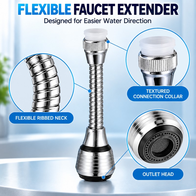 Flexible Faucet Extender for Kitchen Sink – Adjustable Spray Attachment