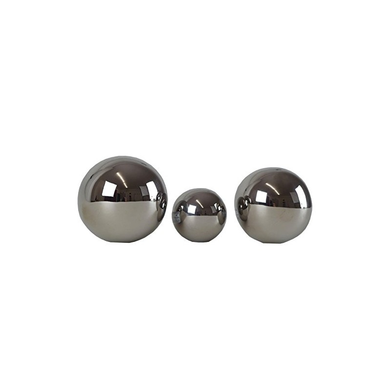 Set of 3 Decorative Balls Silverball Ceramic 5/6/7 cm