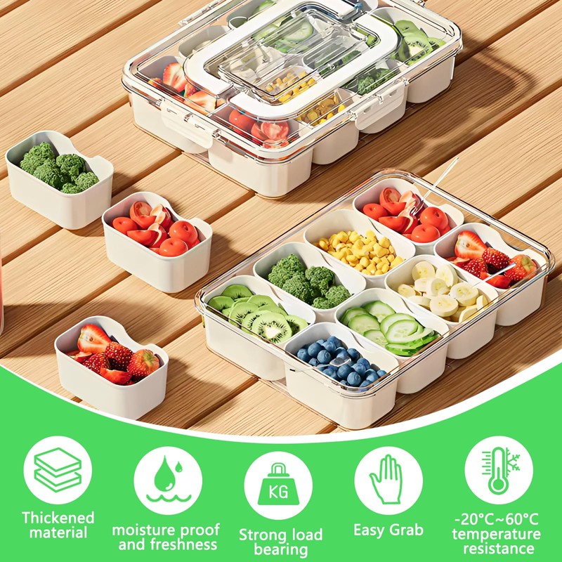 ECHOBUY Clear Snack Box with 8 Compartments