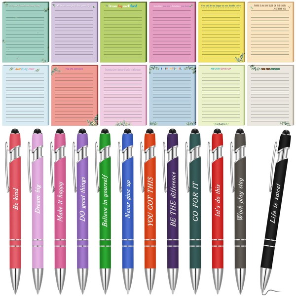 Yaomiao 24 Pcs Motivational Gifts Set Inspirational Pens Appreciation Sticky