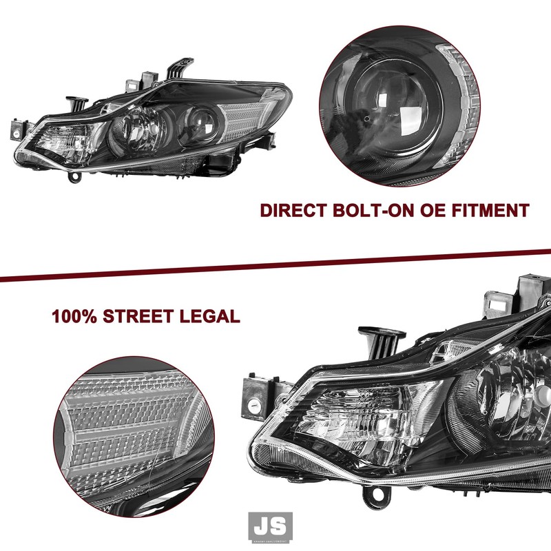 JSBOYAT Halogen Model Black Headlight Assembly Compatible with 2009-2014 Nissan