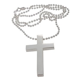 Touch Jewellery 925 Sterling Silver Solid Cross with Ball Chain