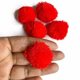EliteKoopers Large 5cm Pompoms for Crafting, Indian Wool Yarn Pom Pom Balls for Kids Art, DIY, Craft, Christmas, Valentine's Day Decoration (Red, 20pcs)