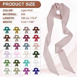 PATIKIL Stylish Ribbon Scarf, Solid Color Skinny Scarf Pure Long Neckerchief Silk Necktie Belt Sash Hair Scarves Headband Ribbon Tie for Women, Lotus Pink
