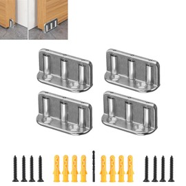 4 Pack Sliding Barn Door Floor Guide, Barn Door Adjustable Roller, Wall Mount System, Flush Bottom Sliding Gate Hardware, Durable Steel Floor Track, Easy to Install