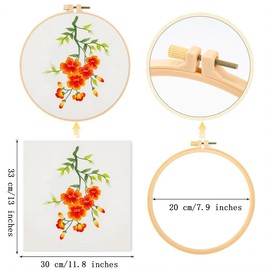 Traziewell Embroidery Set Flower Embroidery Kit Beginner Cross Stitch Kits for Adults Beginners Pre Printed Stamped Embroidery Starter Kit DIY Craft Kit 0723