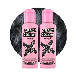 Crazy Color Natural Black Semi-Permanent Duo Hair Dye. Highly Pigmented Brown Black Conditioning & Oil Nourishing Vegan Formula | No Bleach or Ammonia | 200ml
