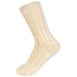 TOD OIMS Merino 92% Wool Socks for Men and Women Crew Cozy Heavyweight Knit Wool Socks Hiking Skiing Outdoor Cushion Medium 7.5-10.5 US (8-11 CA), White Ivory. 100% Made in Mongolia. Pure Wool Socks