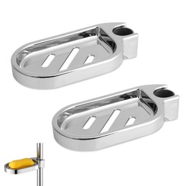 2Pcs Soap Dish for Shower, Shower Rod Soap Dish Adjustables Soap Dish for Shower Sliding Bar Drill-Free Shower Rail Soap Tray for Bathroom