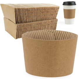 FMP Brands 100 Pack Coffee Sleeves for 8 oz Coffee Cups, Hot Cup Sleeves Disposable for Hot Drinks, Kraft Coffee Cup Sleeves Bulk, Beverage Insulator and Hand Protection for Hot & Cold Drinks