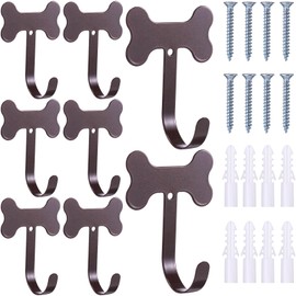 Hotop 8 Pieces Dog Bone Shaped Wall Hook Stainless Steel Leash Mounted Hanger Hooks with Nail for Coat, Key, Entryway, Hallway, Kitchen, Office Decoration(Bronze)