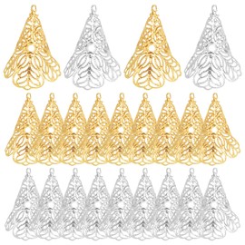 20 Pieces 2 Colors Tibetan Long Flower Bead Caps Metal Long Filigree Flower Spacer Beads Hollow Trumpet Shape Bead Caps for DIY Bracelet Necklace Crafts Jewelry Making