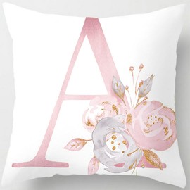 Tillskuch Pink Cushion Covers Cute Alphabet Decorative Throw Pillow Cover Square Letter Pillow Protectors for Sofa Couch Bedroom Chair Home Decor 45cm x 45cm(A)
