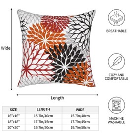 SHAPTOY Red and Burnt Orange Black Grey Throw Pillows Cover Set of 2 Gray White Dahlia Decorative Pillow Covers 18x18 Inch Geometric Pillowcase Square Cushion Cover for Home Bed Couch Sofa Decor