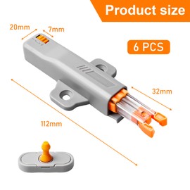 Pack of 6 Pressure Door Openers, Push to Open Door Opener, Cabinet Door Damper for Cabinet 50 N, Spring Snap Lock Lock, Press Open, Push Snap Opener Pressure for Cabinet and Drawer