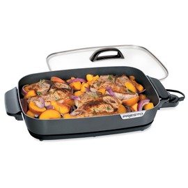 Presto 06858 16-Inch Slimline Electric Skillet with Glass Cover - Nonstick, Adjustable Temperature, Black