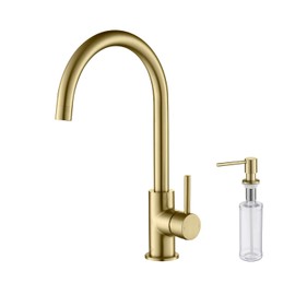 KIBI Lowa Lead-Free High Arc Solid Brass Kitchen Faucet, Single Level Bar Prep Kitchen Sink Faucet, Easy Installation Single Handle Kitchen Faucet for.