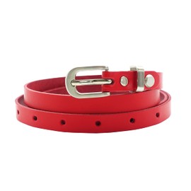 NK Belt GmbH MR-19 Women's Leather Belt Made in Germany, Suit Jeans Belt 12 mm Narrow, red