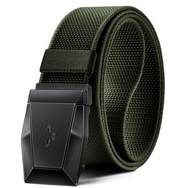 BULLIANT Tactical Belt for Men, Military Hiking Rigger Heavy Duty Nylon Web Work Belt 1.5" with Quick Release Metal Buckle(Navy Green,36"-40" Waist Adjustable)