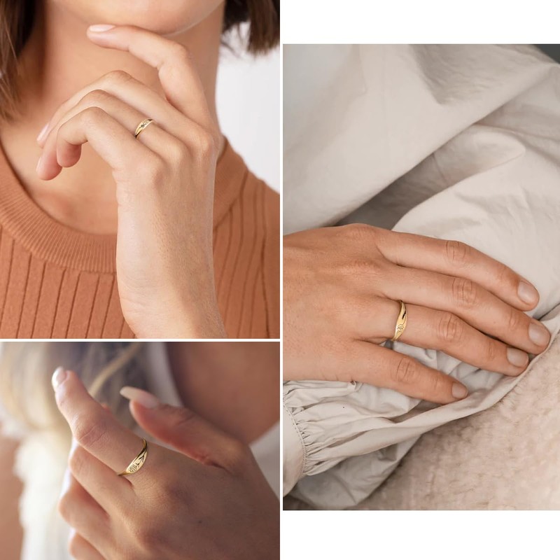 Joliernelle Gold February Birth Flower Ring Dainty Gift for Women