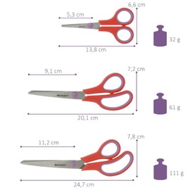 Westcott Westcott Easy Grip Scheren 3 Stück | 3er Set Universalscheren mit Komfort-Griff | Extrascharfe & langlebige Edelstahlklinge | Schere für Basteln, Haushalt, Schule & Büro | N-90031 00