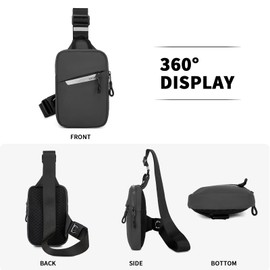 Kono Cross Body Bag for Men Women, Adjustable Shoulder Bag with Reflector, Men’s Sling Bag and Sport Chest Bag for Hiking, Running, Cycling, Travel, Camping(Gray)