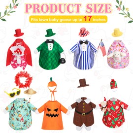 Silicherry 8 Set Holiday Seasonal Baby Goose Outfits for 17" Cement Baby Goose Statue Summer 4th of July All Seasons Costume for Lawn Garden Patio Indoor Outdoor Decoration (Boy Style)