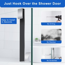 FUMAX Shower Door Hooks 10 in, Shower Hooks for Towels, Heavy Duty Drilling-Free Extended Towel Hooks for Bathroom Frameless Glass Door, Over The Door Towel Hooks 3 Packs Silver