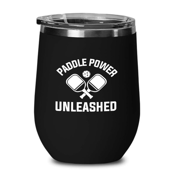 Pickleball Black Edition Wine Tumbler 12oz - Paddle power unleashed