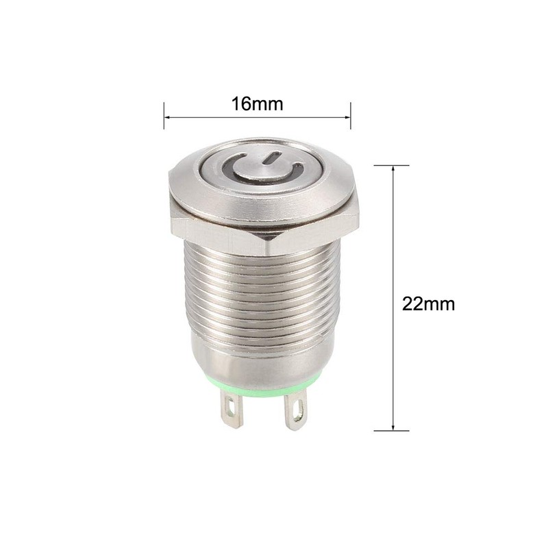 sourcing map Momentary Metal Push Button Switch Flat Head 12mm