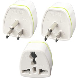 Universal World to Canada/American Outlet Plug Adapter-Type B 3 Pack, 3 Prong to 3 Prong Travel Plug Adapter, International Tourists from European/EU/China/Australia/UK to US Plug Adapter