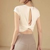 Women's Open Back Sports Yoga Pilates T-Shirt Sports White/M (77-)