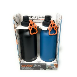 asobu Dog Buddy Bottle a Stainless Steel Insulated Water Bottle for a Human with Removable Dog Water Bowl and Dog Food and Treat Storage Bowl 34 Ounce 2 Pack (Blue/Black, 34 oz)