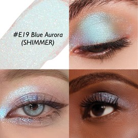 Wugbc Shimmer Eyeshadow Stick, Blue Aurora Glitter Eye Shadow Stick Long-Lasting Cream to Powder Blendable Eye Brightener Eyeliner Pencils Crayon Highlighter Makeup