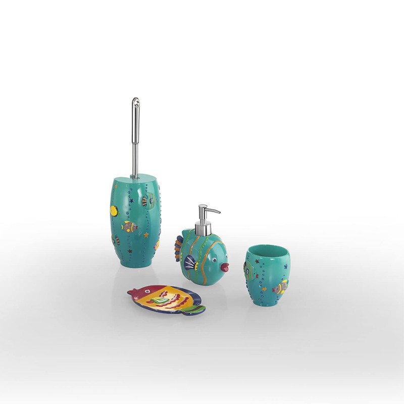 Gedy Dori portacepillos, Resin, Turquoise, 8.5 x 8.5 x 10.5