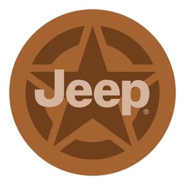 Jeep Sticker Star Brown & Tan Screen Printed Round Vinyl Sticker 4" x 4"