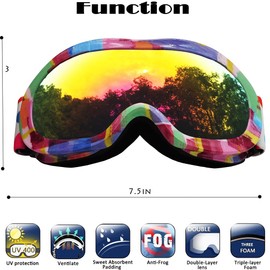 BeBeFun Ski Goggles Glasses for Toddler and Kids with Double Lens Anti-Fog for Girl Pink and Boy Age 3-9 fit Over Glasses and Helmet