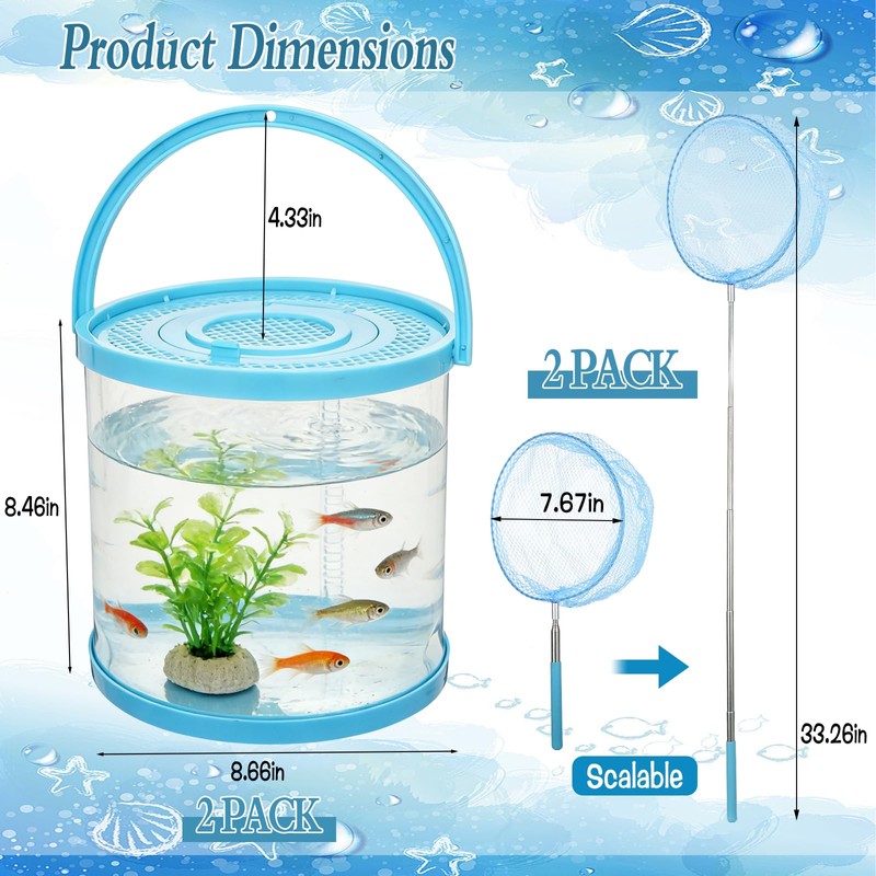 2 Sets Catch Plastic Beach Aquarium Kit, Release Aquarium Box