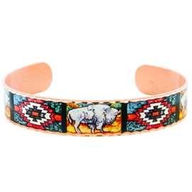 Artisan Handcrafted Southwest Native American Flair White Buffalo Bracelets for Women Adjustable Open-ended Buffalo Cuff Buffalo Jewelry